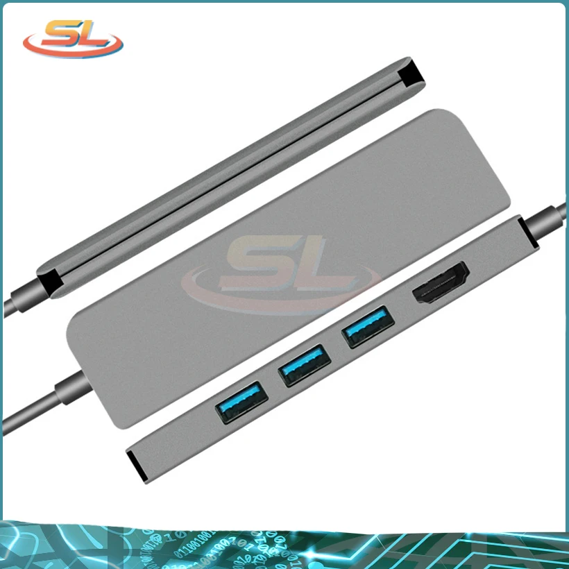 

5 in 1 USB3.1 Type C Adapter for Type C to 3 USB 3.0, HDMI and Fast Charging Power Dock for MacBook Pro Type C USB Hub/Splitter