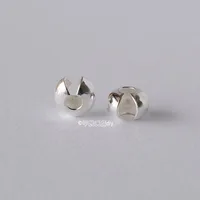solid 925 sterling silver crimp cover beads, Round Covers Crimp End Beads Stopper Spacer Beads For Diy Jewelry Making Findings - Image 2
