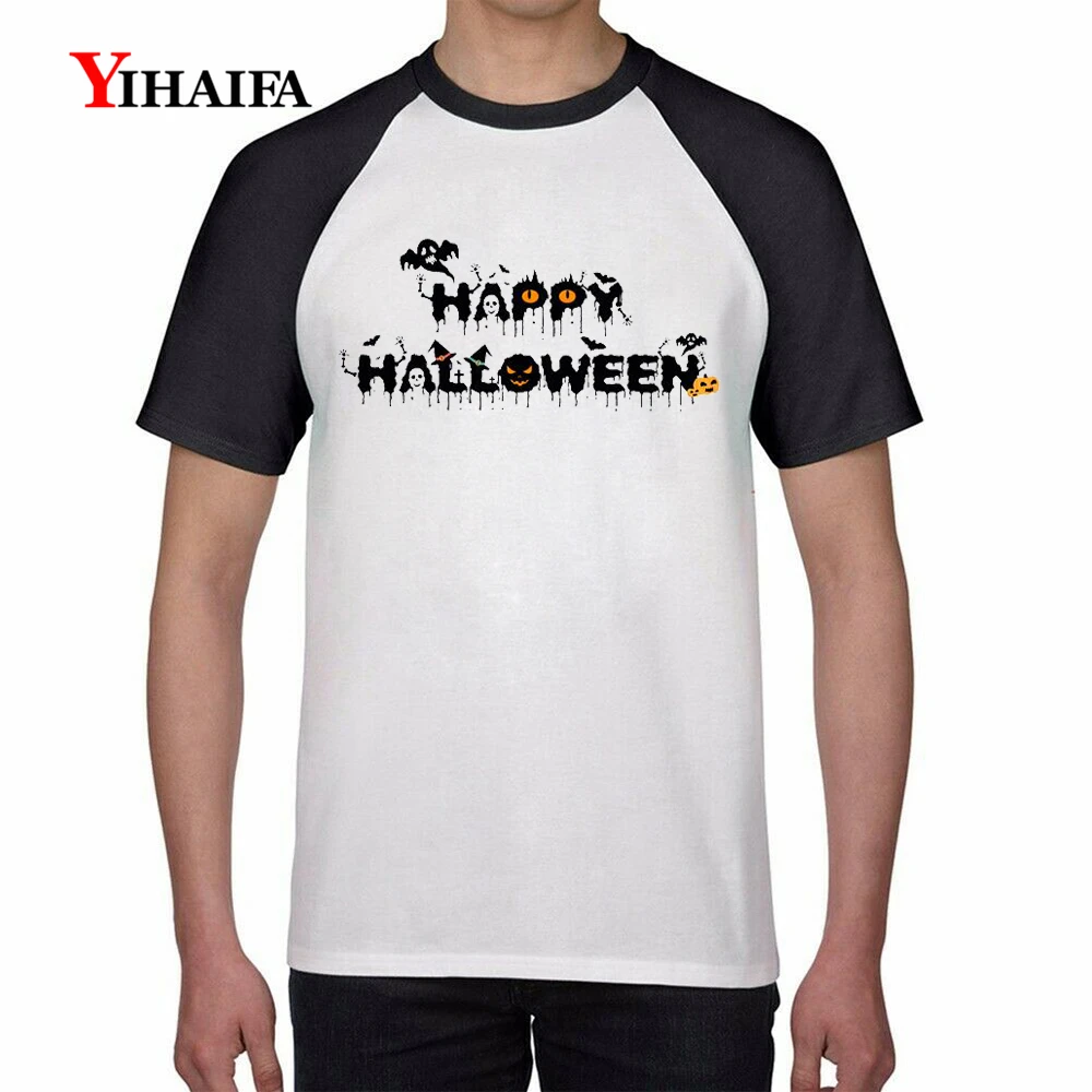 

Mens Summer 3D Print T Shirts Happy Halloween Graphic Tees White Cotton T-Shirt Letters Tee Unisex Casual Tops