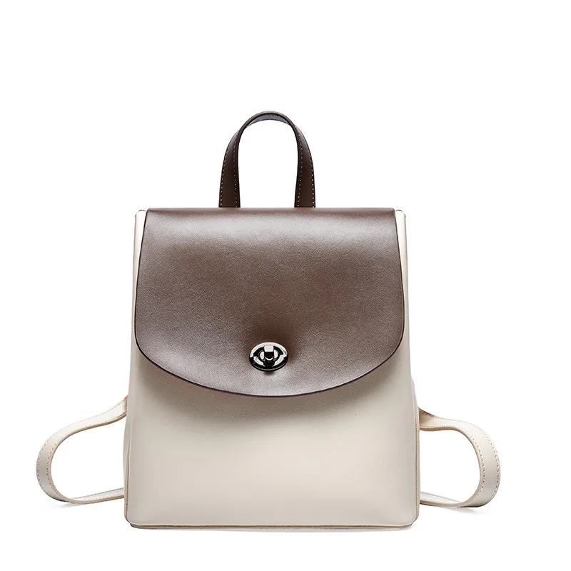 Zency женский рюкзак из натуральной кожи с панелями, школьный ранец в консервативном стиле для девочек, Повседневная дорожная сумка, ранец высокого качества - Цвет: coffee
