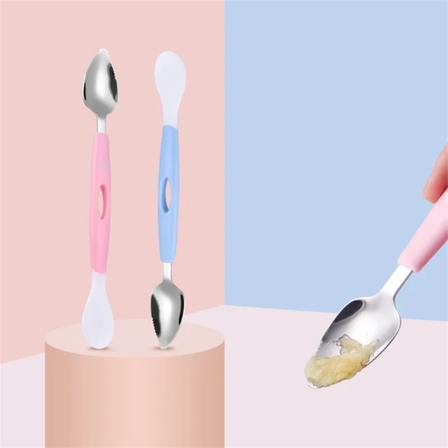 Baby Feeding Spoon Multifunctional Spoon Silicone Fruit Puree Spoon  Supplementary Food Feeder Dual-Head BPA Free Baby Items - AliExpress