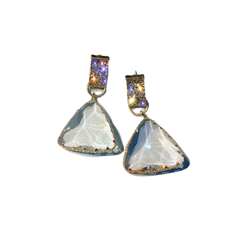 

1 Pair Crystal Fashion Women Clear Triangle Geometric Dangle Stud Earrings Jewelry