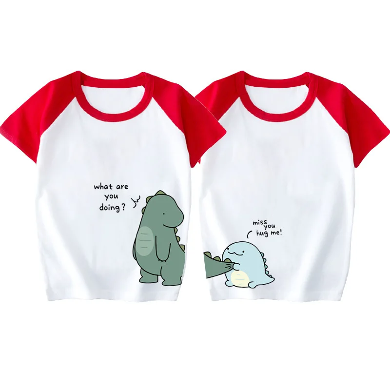 2022 Mother Kids Family Matching Outfit T-Shirts Clothes 100% Cotton Short Sleeve Dinosaurs Cartoon Parent Girls Boys Clothing 6