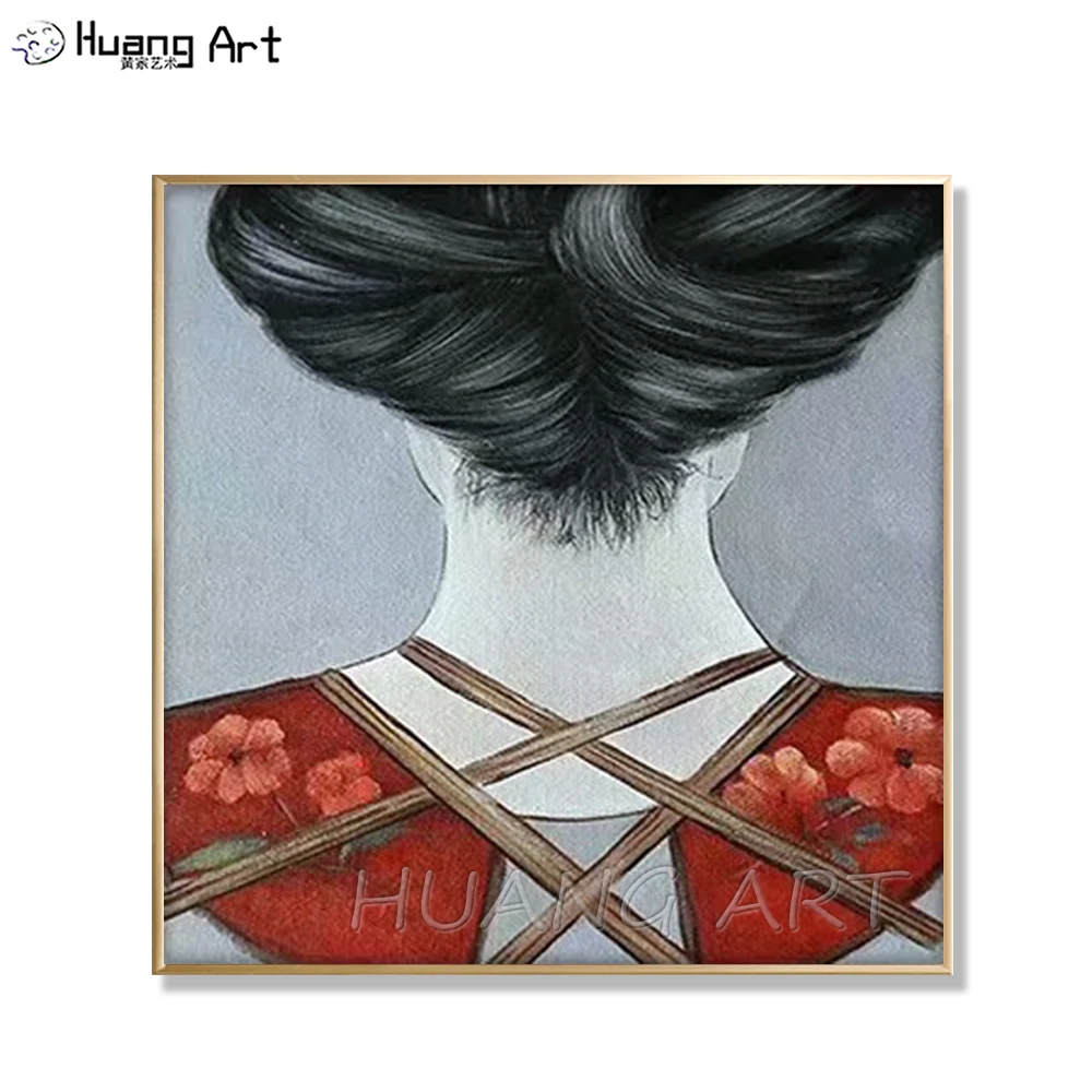 

Famous Chinese Style High Quality Women Back of Head Portrait Painting Hand-Painted Oil Painting on Canvas for Decor Painting