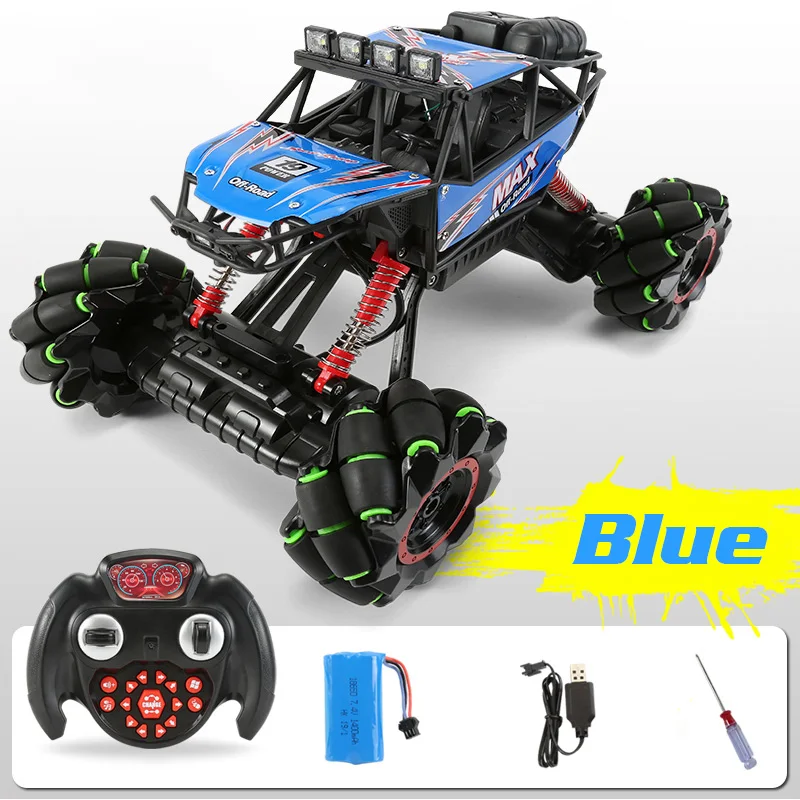 Машинки на пульте дистанционного управления игрушки для мальчиков RC автомобиль дрейф скалолазание на радиоуправлении led машина внедорожные RC багги - Цвет: BLUE