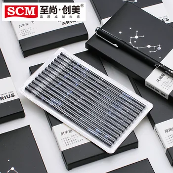 

12pcs/set Gel Pen Refills Neutral Ink Pen Refill Twelve Constellations Pen 0.5mm Black Needle Refill for School Exam Supplies