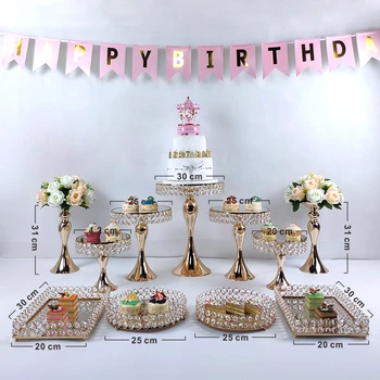 

13pcs good new wedding Cake Stand Set white Crystal Metal Cupcake decorations Dessert Pedestal Party Display Table Decorations