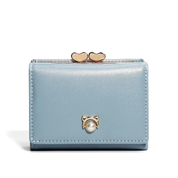 

Women 2020 Wallet Ladies Short Casual Buckle Small Card Bag Soft Leather Pocket Small Wallets Card Bag Purse Fashion Carteira