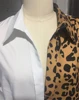 Turn-down Collor Women Blouse 2020 Fashion Solid Leopard Patchwork Button Long Sleeve Shirts Female Office Lady Tops Elegant 4