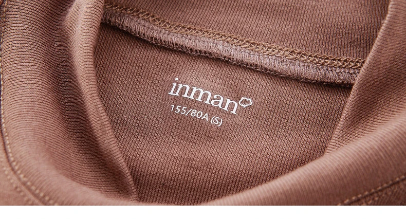 INMAN 2020 Autumn Winter New Arrival Retro French Style High Collar Bubble Long Sleeve Women T-Shirt