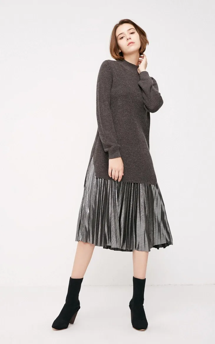 Vero Moda Новое поступление трикотажное платье из двух частей с металлическим плиссированным подолом | 319146524
