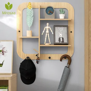 

Bamboo Wall Storage Racks Hanger Decor Home Hooks Book Key Figurines Crafts Sundries Shelf Kitchen Bathroom Holder Organizer