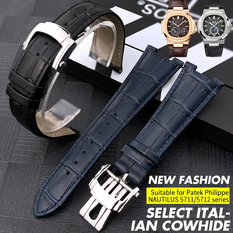 25mm * 12mm High Quality Genuine Leather Cowhide Watch Band Fit For Patek  Philippe Pp Nautilus Blue Brown Black Calfskin Strap - Watchbands -  AliExpress