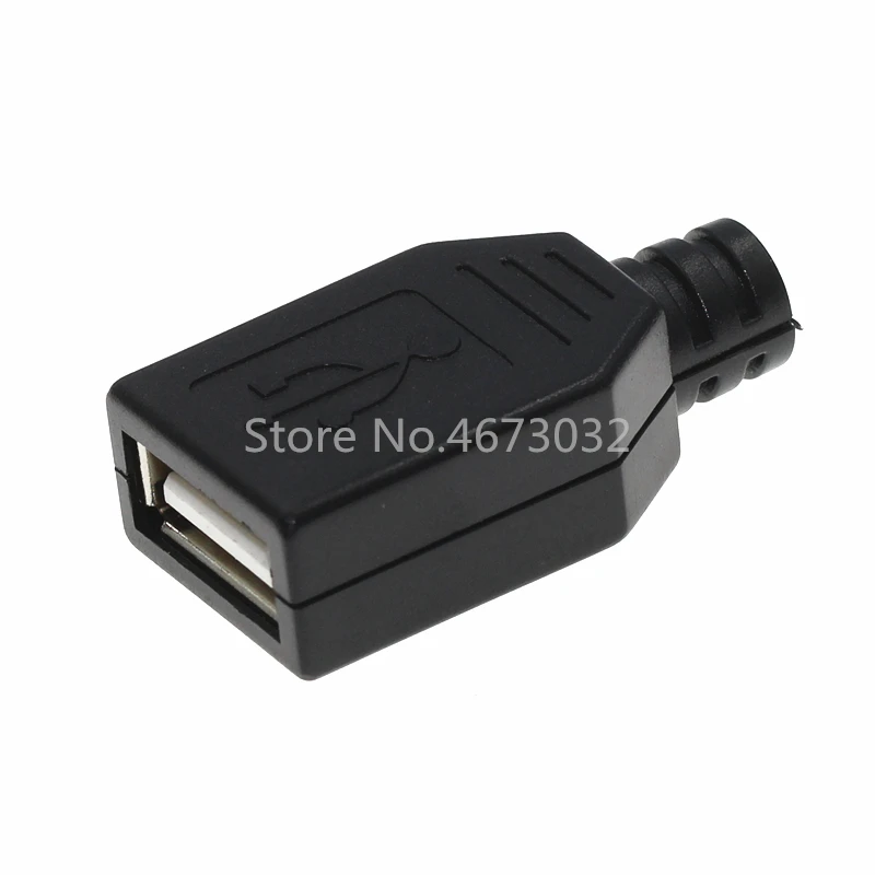 Usb Plug Socket Connector 10PCS Type A Male Female USB 4 Pin Plug Socket Connector With Black Plastic Cover Type-A DIY Kits