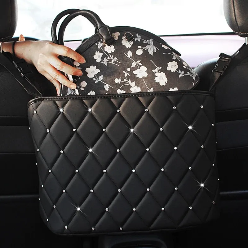 Auto Große Kapazität Lagerung Tasche Sitz Spalt Net Handtasche Halter Luxus Leder  Sitz Zurück Veranstalter Mesh Tasche Automotive Waren - AliExpress