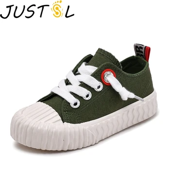 

JUSTSL Children's Fashion Sneakers Boys Girls Canvas Casual Shoes 2019 Autumn New Kids Rubber Sole Shoes Size 25-37