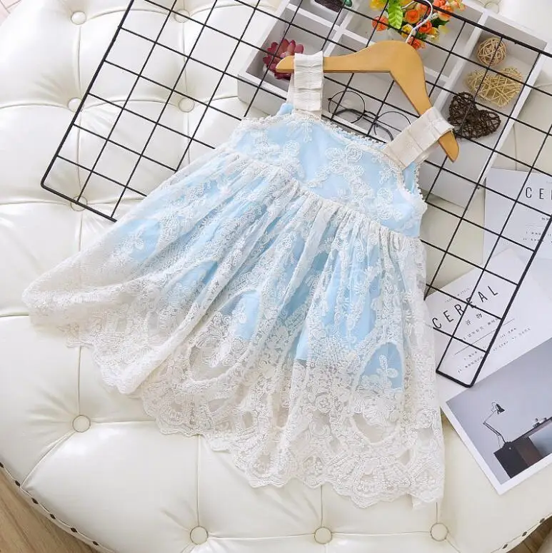 Летние кружевные платья Феи для девочек; платье принцессы; милое детское платье; 5 шт./партия;