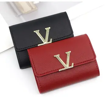 

Wallet Card Holder Women Multi-Function Coin Purse Business Credit Card Case Metal Letter Leather Card Wallet Wholesale