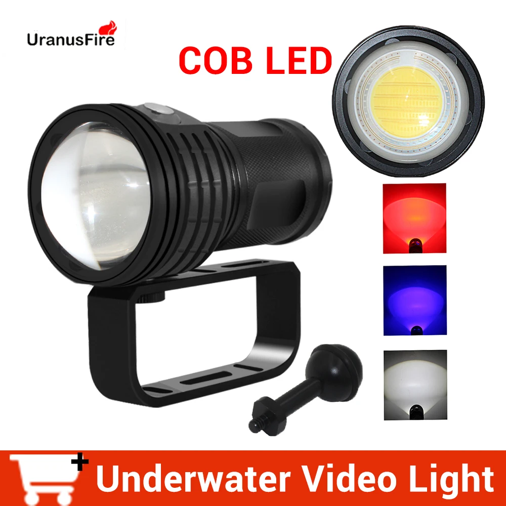  Tactical Underwater 100m LED Diving Flashlight Waterproof COB LED 10800Lumens Photography Video Fil - 4000365831498