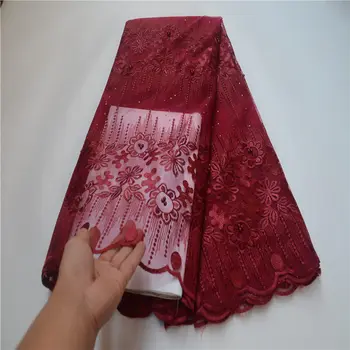 

African Lace Fabric 2019 High Quality Lace Pink Bridal Lace Fabric With Beaded Nigerian Tulle Mesh Lace Fabrics For Wedding