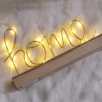 

LOVE HOME Letters Ornaments with LED Lamp Home Decorative Wooden Figurines for Bedroom Decorative Craft Children Christmas Gift