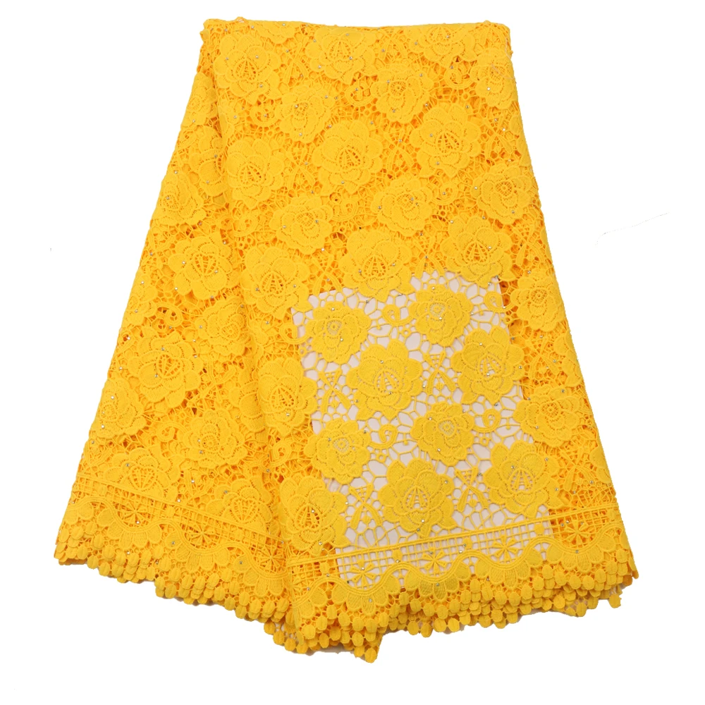 

African Cord Lace Fabric 2020 High Quality Chemical Lace Nigerian Water Soluble Guipure Lace Fabric For Wedding Sewing YA3399B-6