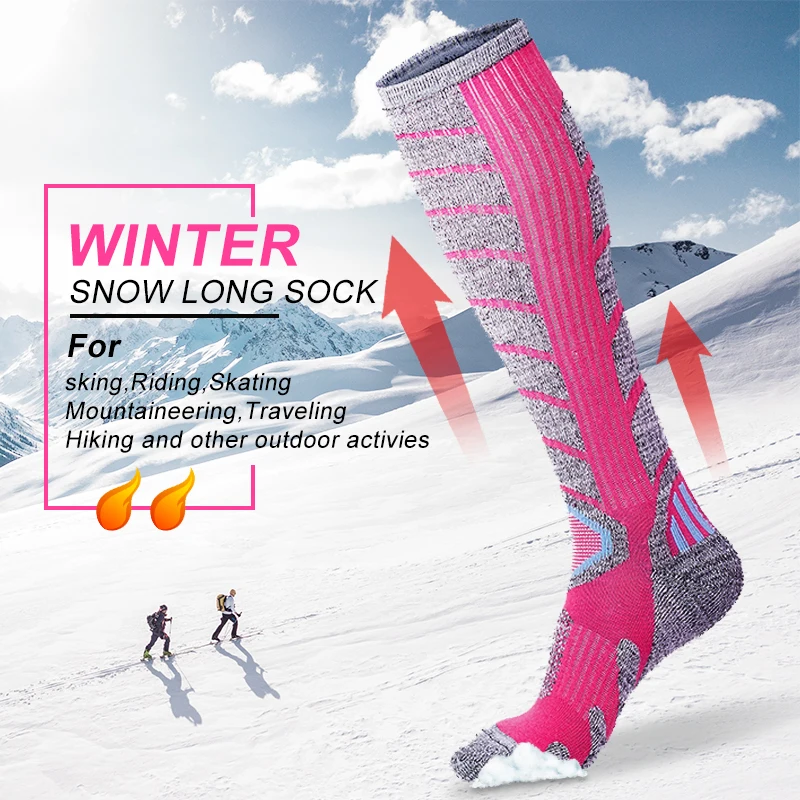 Женские зимние лыжные носки X-TIGER теплые утепленные хлопковые спортивные для