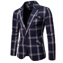 Брендовый мужской повседневный большой клетчатый Блейзер, Мужской Хлопковый пиджак, приталенный мужской классический умный блейзер для свадебной вечеринки