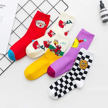 

Women Thin Sock Lovely Ladies Sesame Street Socks Colorful Unisex Long Casual Cotton Sox Girls Spring Autumn Trendy Skarpetki