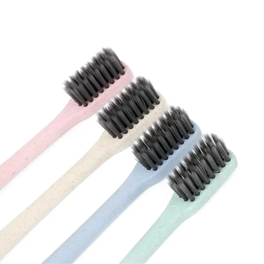 10pcs 10 Pcs Portable Travel Toothbrush Soft Bamboo Charcoal Wheat Stalk Handle Oral Care Tools Nano-antibacterial Toothbrushes