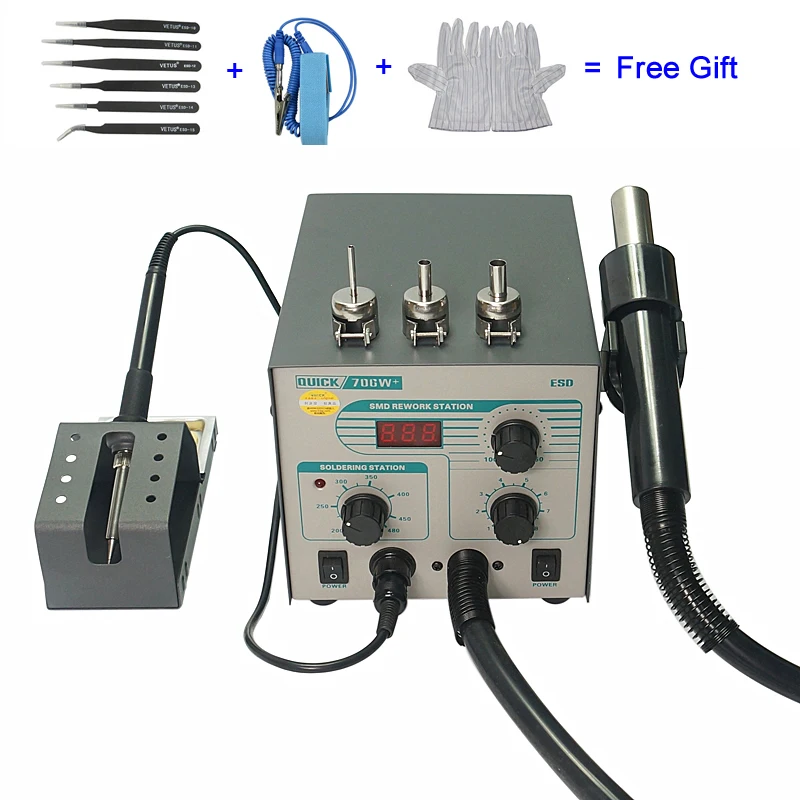 QUICK706W + цифровой комбинированный дуплексный антистатический паяльник с горячим