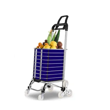 

Grocery Cart Small Cart Home Shopping Cart Climb Stairs Hand Cart Folding Portable Cart Old Light Trailer