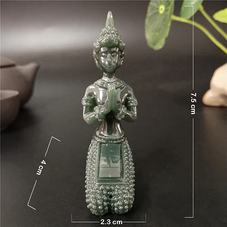 Статуя Будды для медитации таиландский Будда скульптуры фигурки искусственный нефритовый каменный орнамент для дома садовый цветочный горшок украшения - Цвет: Green1