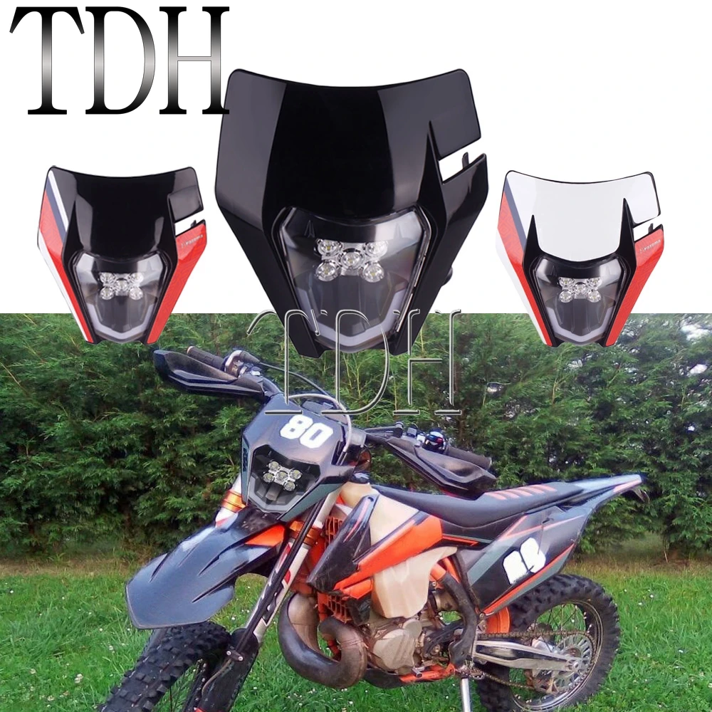 LED Motorcycle Headlight Headlamp Fairing Cowl Mask Cover For Suzuki Honda SMC-R 690 530 Six Days MX Enduro Dirt Bike Universal |