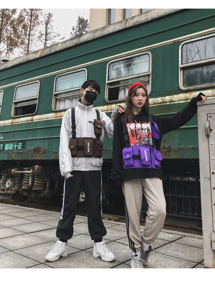 Functional Fashion Chest Rig Bag Men Women Hip Hop Harness Adjustable Tactical Vest Sports Hunting Tactical Packages Bullet Pack