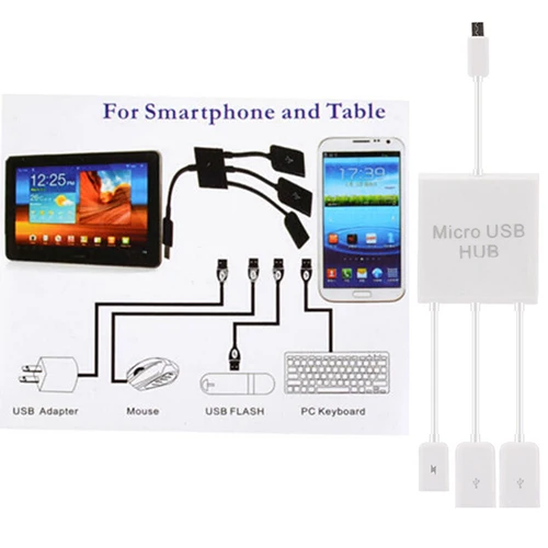 3in1 Micro USB / Type C To 2 OTG 3 Port HUB Cable Splitter Micro USB Type C Adapter Converter For Tablet Mouse Keyboard