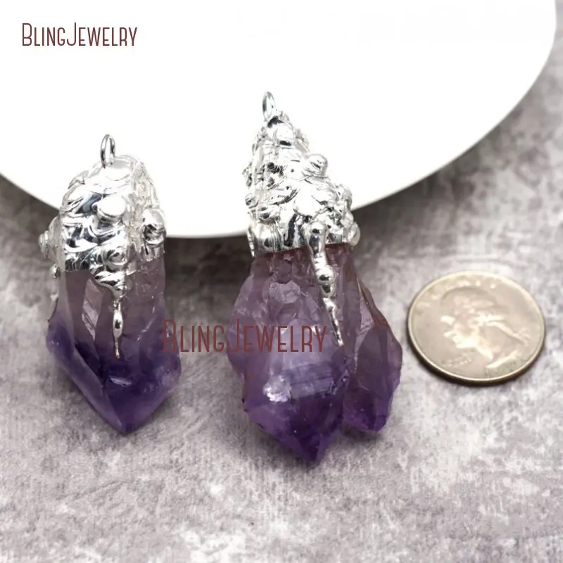 Hand Soldered Pendant Amethyst Crystal Point Pendant Soldered Jewelry