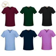 Женские скрабы, топы, медицинская рабочая одежда, v-образная горловина, одноцветная хирургическая форма с коротким рукавом, униформа медсестры, униформа для кормления, лабораторное пальто