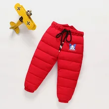 Стиль, осень и зима, корейский стиль, детские джинсы средней длины, для мужчин и женщин, детская одежда, толстый теплый пуховик из хлопка