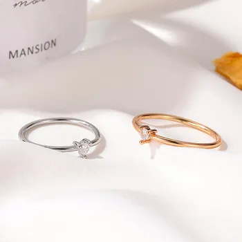 

Minimalist Heart-shaped Inlaid Zircon Ring Women's Zircon Heart-shaped Thin Gold And Silver Love Round Rings Pendientes Mujer