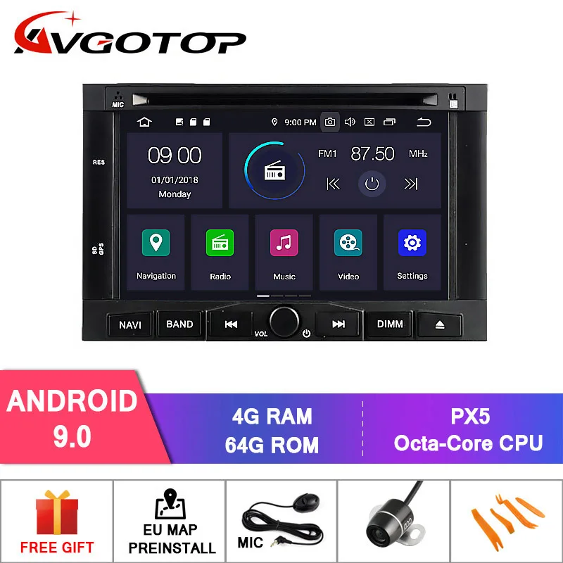 AVGOTOP Android 9,0 4 Гб+ 64 ГБ Автомобильный dvd-плеер для PEUGEOT 3008/5008 2009-2011 ips HD экран навигации - Цвет: 4GB 64GB RVF5738