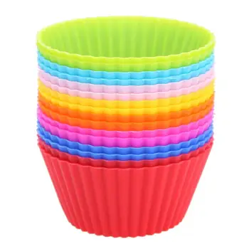 

16pcs/lot Muffin Cupcake Mould Colorful Round Shape Silicone Cupcake Mould Bakeware Maker Mold Tray Baking Cup Liner Molds 7cm