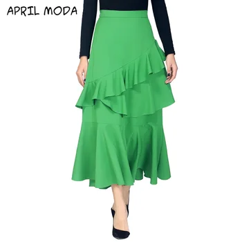 

2020 High Waist Cotton Long Skirts Womens Fashion Summer Long Pleated Skirt With Belt Casual Ladies Longa Black Ruffle Skirt