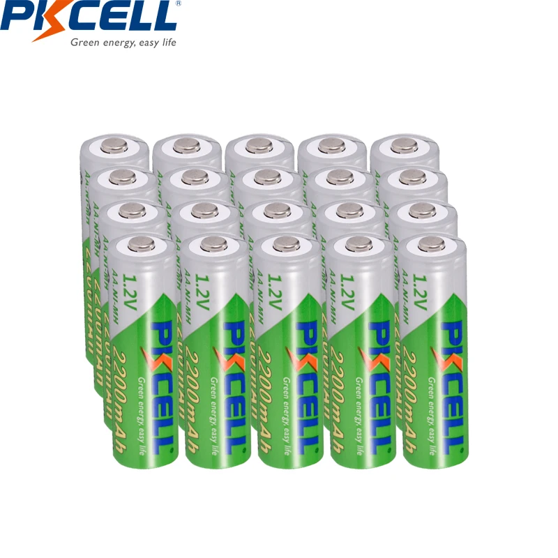 20 шт PKCELL 1,2 v aa батарея 2200mah аккумуляторная батарея никель-металл-гидридные батарейки aa перезаряжаемый аккумулятор для камеры игрушки