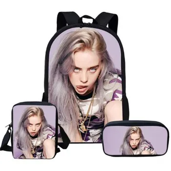 

Billie Eilish Backpack Back To School 16 Inch Children Bag Pack Kids Girls Knapsack Teenager 3Pcs/Set School Bag mochila escolar