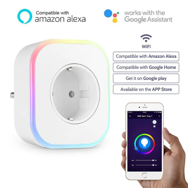 Новый Умный штекер Rgb Led Light wi-fi-розетка розетка ЕС переходник с дистанционным управлением для Google Home Mini Alexa умный выбор времени