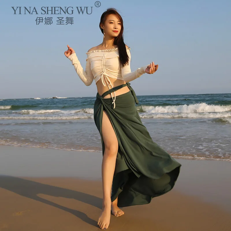 

New Belly Dance Sexy Suit Eastern Long Sleeve Top Exercise Long Skirts Practice Clothes Female Group Performance Clothing Class