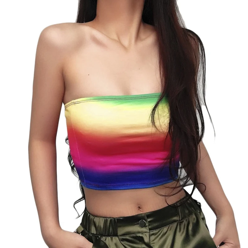 20189 женский Радужный бесшовный бюстгальтер Bandeau Топ без бретелек обёрточная бюстье бюстгальтер Vcqy