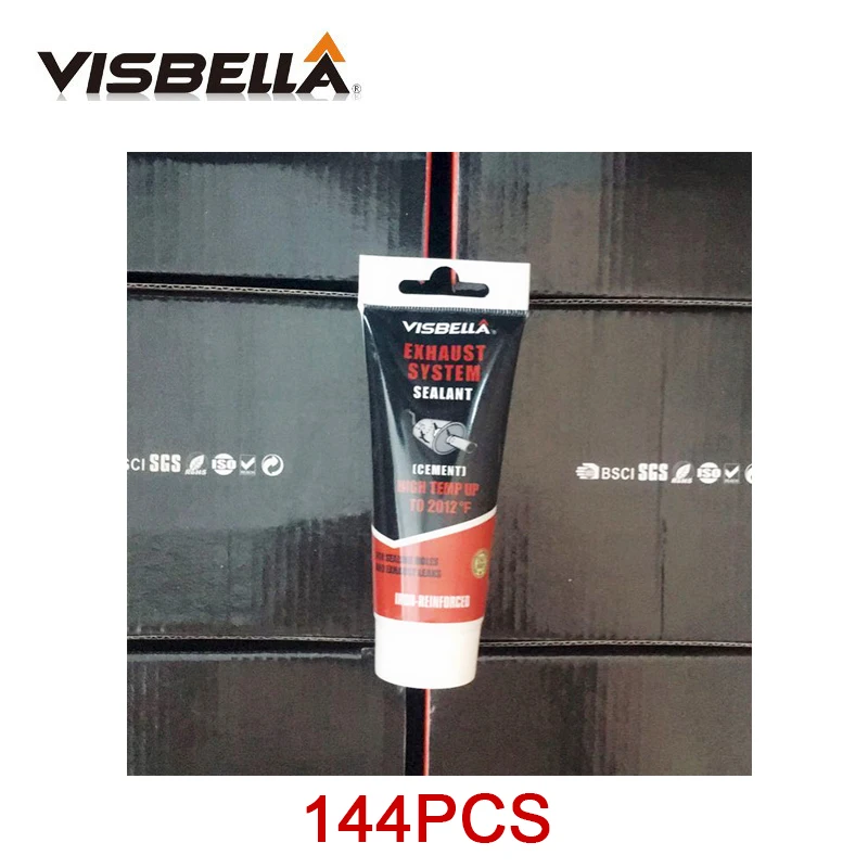 

VISBELLA 144PCS Exhaust System Pipe Repair Kit Heat Resistant to 1100C Cement Crack Sealer for Car Tailpipe Muffler Repair