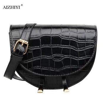 

Women Durable Classic Texture Creative Design Chic Portable PU Phone Pouch Fanny Chest Pack Daily Semicircle Waist Purse